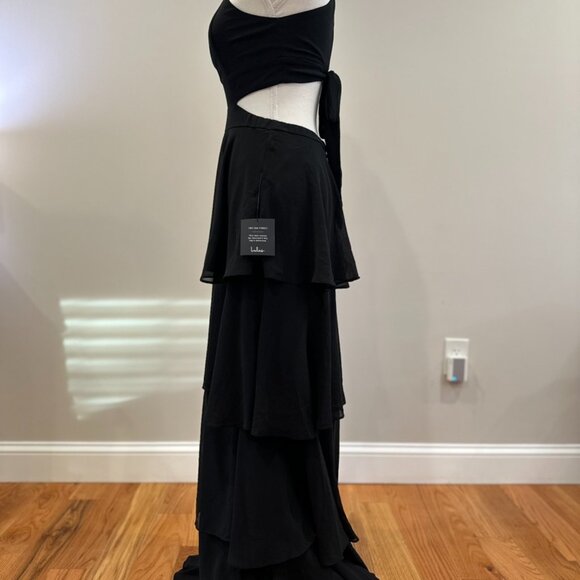 Lulus Tier And Now Black Tie-back Tiered Maxi Dress - Size M - Picture 3 of 13